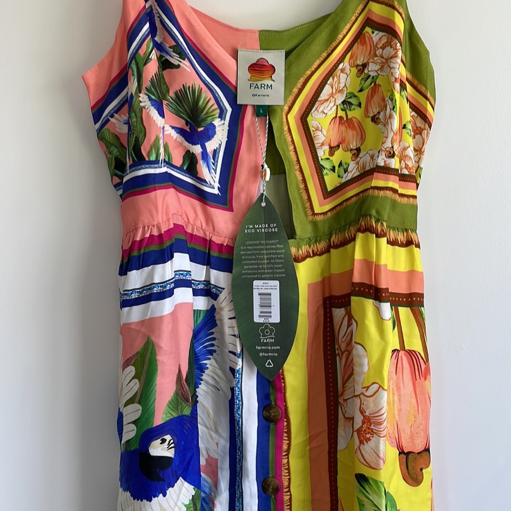 NWT - FARM Rio Double Scarves Pastel Midi Dress - Picture 6 of 11